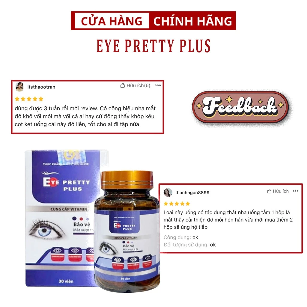 Viên uống Bổ Mắt Eye Pretty Plus Tăng Cường Thị Lực Sáng Mắt Giúp Mắt Khỏe Phòng Cận Thị Loạn Thị 16 bomat4