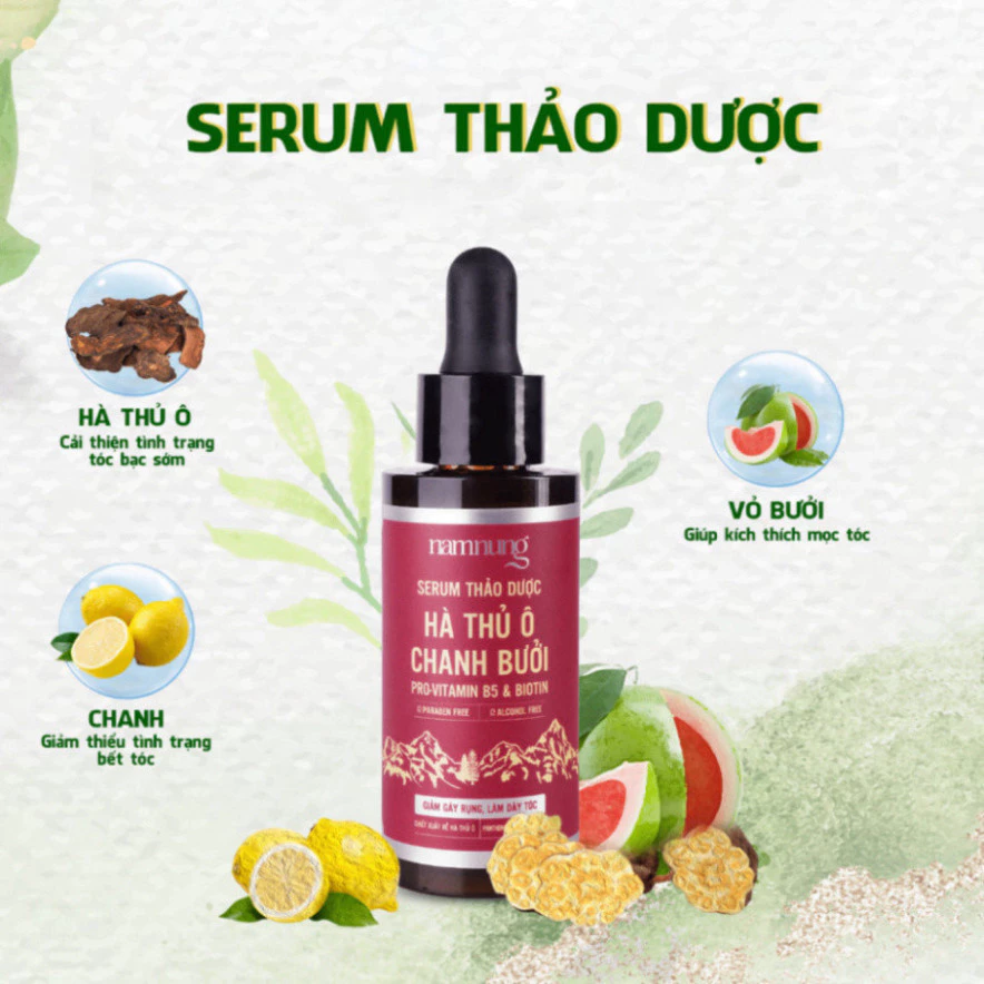 Serum thảo dược NAM NUNG hỗ trợ phục hồi, kích thích mọc tóc, chiết xuất bồ kết, chanh, vỏ bưởi dung tích 30ml 8 thaoduoc1