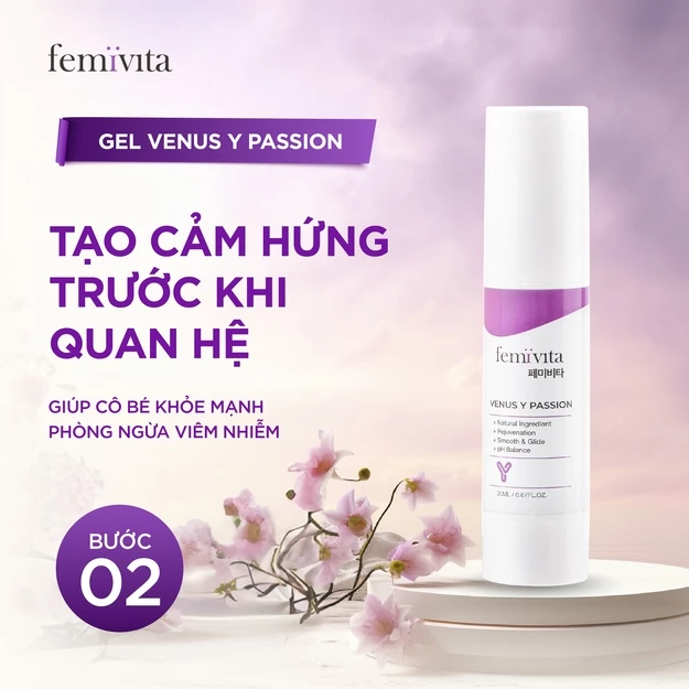 Gel Femivita Venus Y Passion- Hỗ trợ chăm sóc, se K.H.I, tăng cảm hứng vùng Y, kháng khuẩn phụ khoa 1 Gel Femivita Venus Y Passion- Hỗ trợ chăm sóc, se K.H.I, tăng cảm hứng vùng Y, kháng khuẩn phụ khoa