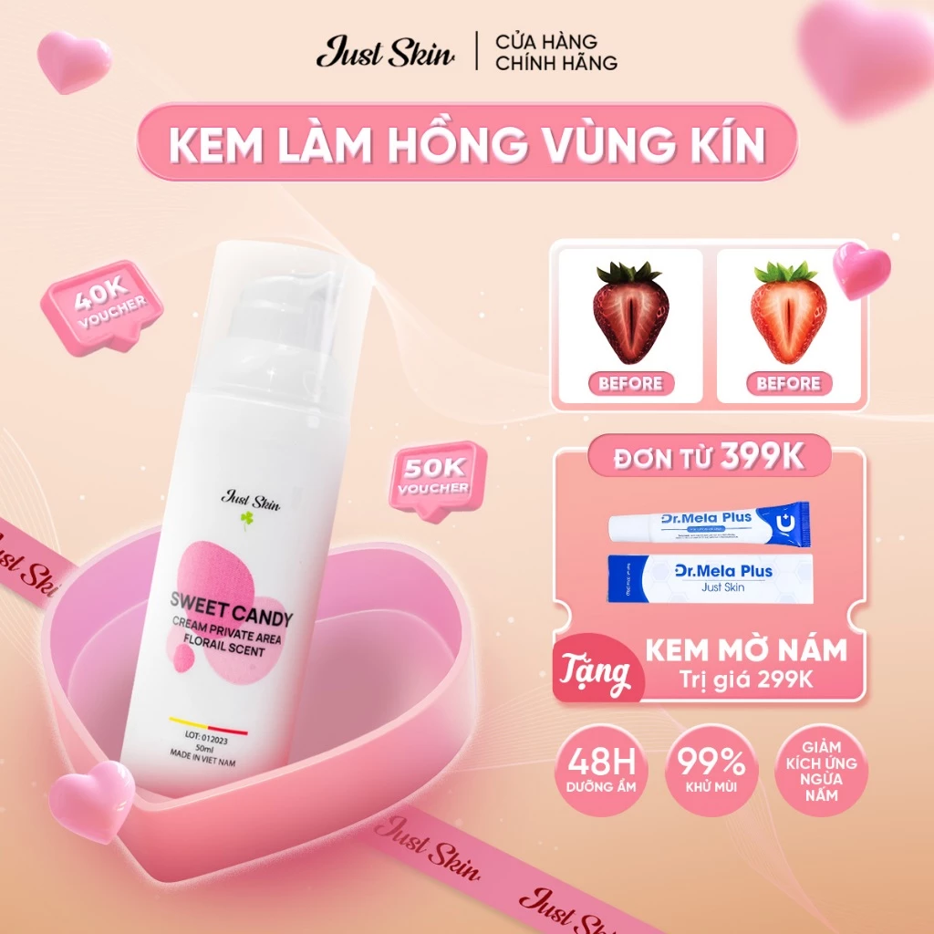 Kem Hồng Nhũ Hoa Sweet Candy Just Skin Làm Hồng Vùng Kín, Trẻ Hoá Giảm Thâm Bikini Hương Thơm Mát 18 nhoa2