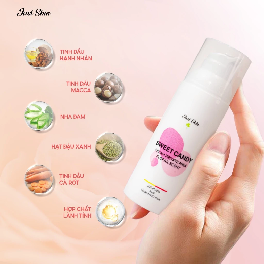 Kem Hồng Nhũ Hoa Sweet Candy Just Skin Làm Hồng Vùng Kín, Trẻ Hoá Giảm Thâm Bikini Hương Thơm Mát 16 nhuhoa4 1