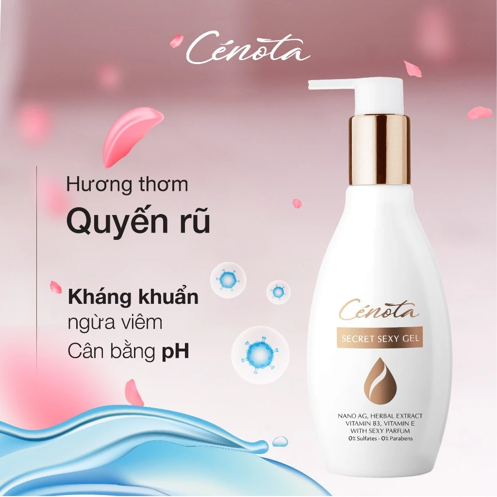 Dung dịch vệ sinh phụ nữ Cenota làm sạch dịu nhẹ, hương nước hoa Pháp, ddvs hỗ trợ làm hồng, se khít 29 cenota1