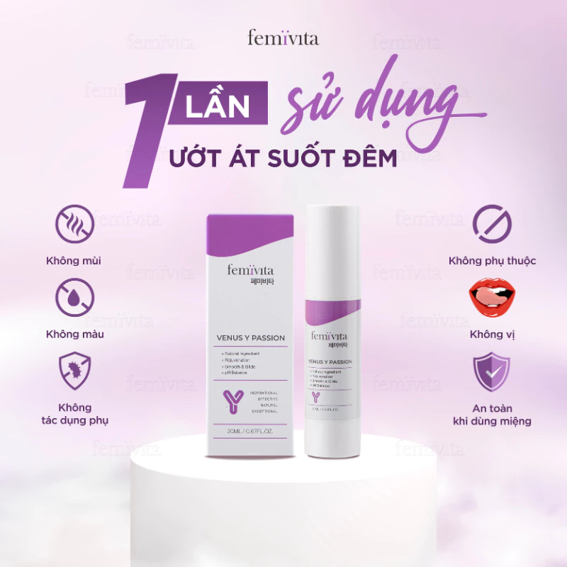 Femivita Gel Venus Y Passion - Tăng cảm hứng ân ái, hỗ trợ giảm khô hạn, đau rát Dưỡng ẩm 2 Femivita Gel Venus Y Passion - Tăng cảm hứng ân ái, hỗ trợ giảm khô hạn, đau rát Dưỡng ẩm - Ảnh 2