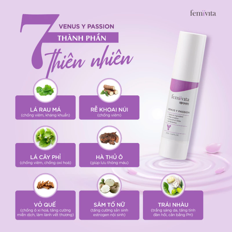 Femivita Gel Venus Y Passion - Tăng cảm hứng ân ái, hỗ trợ giảm khô hạn, đau rát Dưỡng ẩm 3 Femivita Gel Venus Y Passion - Tăng cảm hứng ân ái, hỗ trợ giảm khô hạn, đau rát Dưỡng ẩm - Ảnh 3