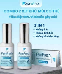 Xịt Khử Mùi hôi nách, chân FamFresh, khử mùi hôi cơ thể nam nữ, không dính bết, không ố áo, hiệu quả 48 giờ - 30ml