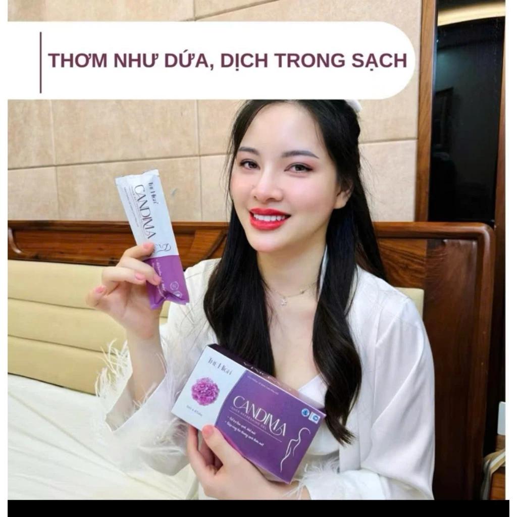 Dung Dịch Vệ Sinh Phụ Nữ CANDIMA Thehigh Dạng gel ho trợ Làm Sạch Khử Mùi , Dịu Ngứa Hộp 8 gói 22 gel5