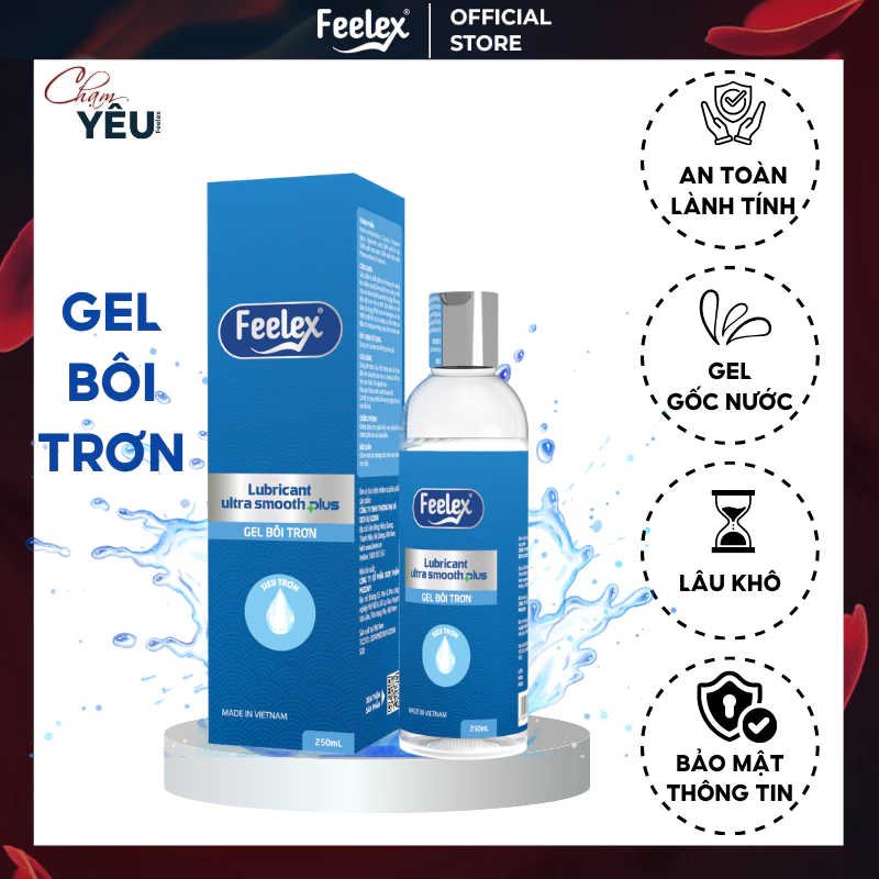 Gel bôi trơn Feelex Lubricant siêu trơn, lâu khô, lạnh gốc nước an toàn 250ml 26 geltron1 1