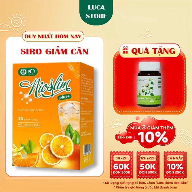 Siro Giảm Cân Nio Slim Plus Giảm Cân nhanh cấp tốc giảm mỡ bụng Hiệu Quả Tặng Kèm Detox Rau Củ 28 nino1 1