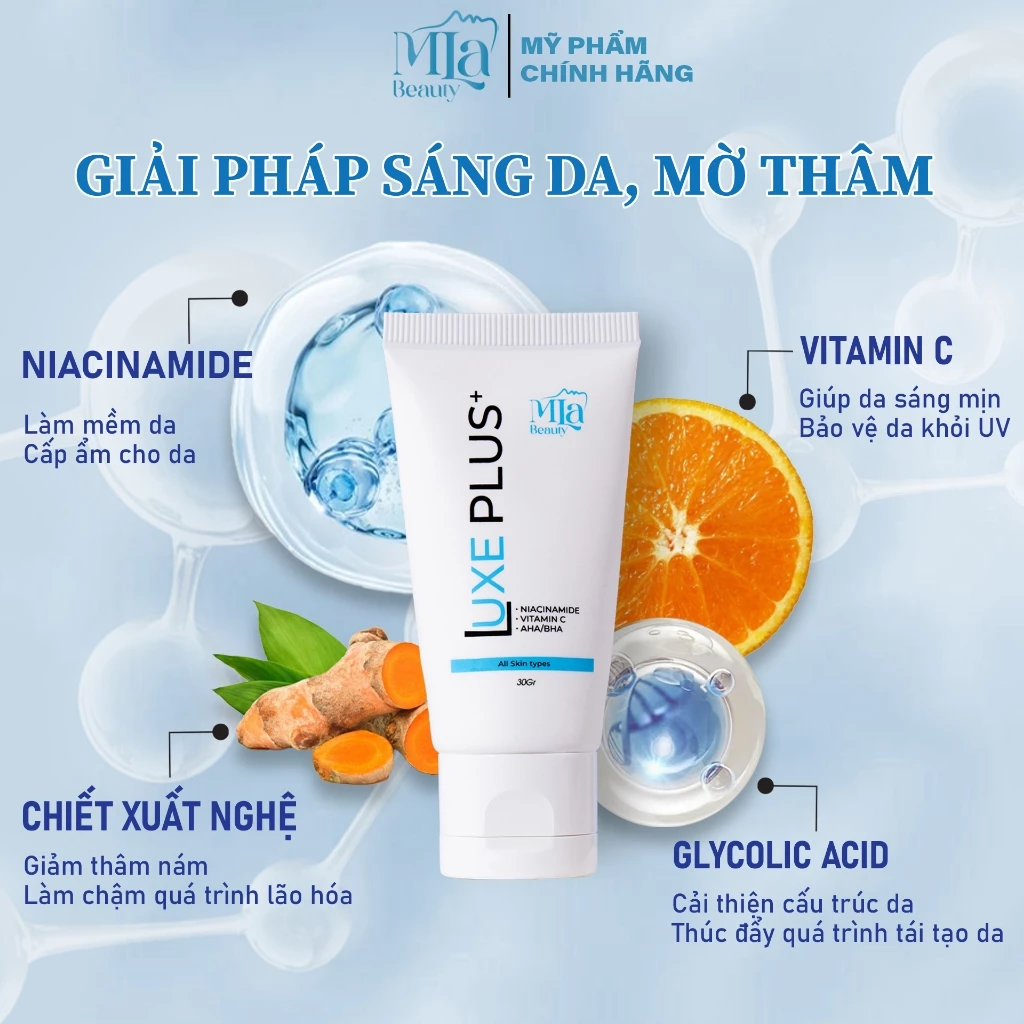 Kem Mờ Thâm LUXE PLUS Giảm Thâm Vùng Nách, Mông, Đầu Gối Khuỷu Tay Mla Beauty 30gram 26 motham1