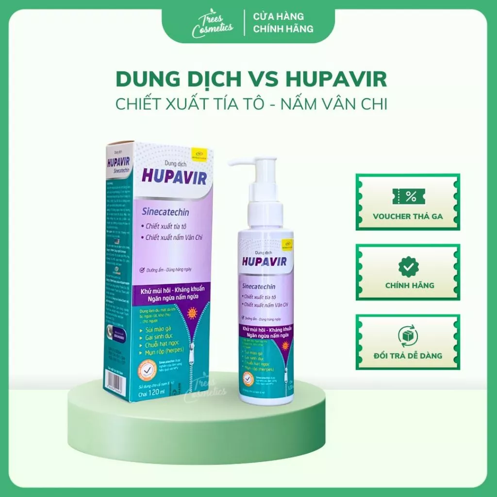 Dung dịch vệ sinh Hupavir Sinecatechin dưỡng ẩm làm sạch vùng kí.n 120ml 2 Dung dịch vệ sinh Hupavir Sinecatechin dưỡng ẩm làm sạch vùng kí.n 120ml - Ảnh 2