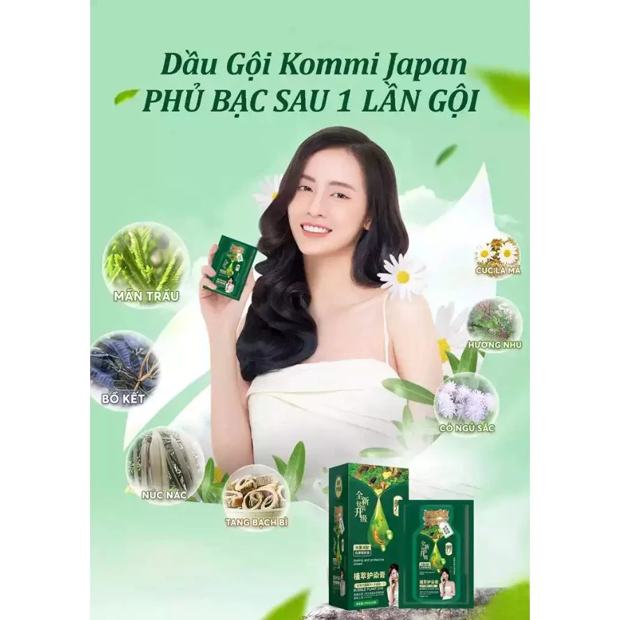 Dầu Gội Phủ Tóc Bạc KOMMI JAPAN Phủ Bạc - Dầu Gội KOMMI JAPAN Nhuộm Tóc Phủ Bạc, Dưỡng Tóc Óng Mượt 2 Dầu Gội Phủ Tóc Bạc KOMMI JAPAN Phủ Bạc - Dầu Gội KOMMI JAPAN Nhuộm Tóc Phủ Bạc, Dưỡng Tóc Óng Mượt - Ảnh 2