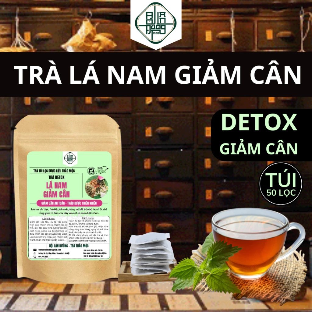 Trà giảm cân lá nam 10 vị -Bội Lan Đường- thải mỡ hủy mỡ nội tạng, giảm cân an toàn - bịch 50 lọc 14 lanm1 4