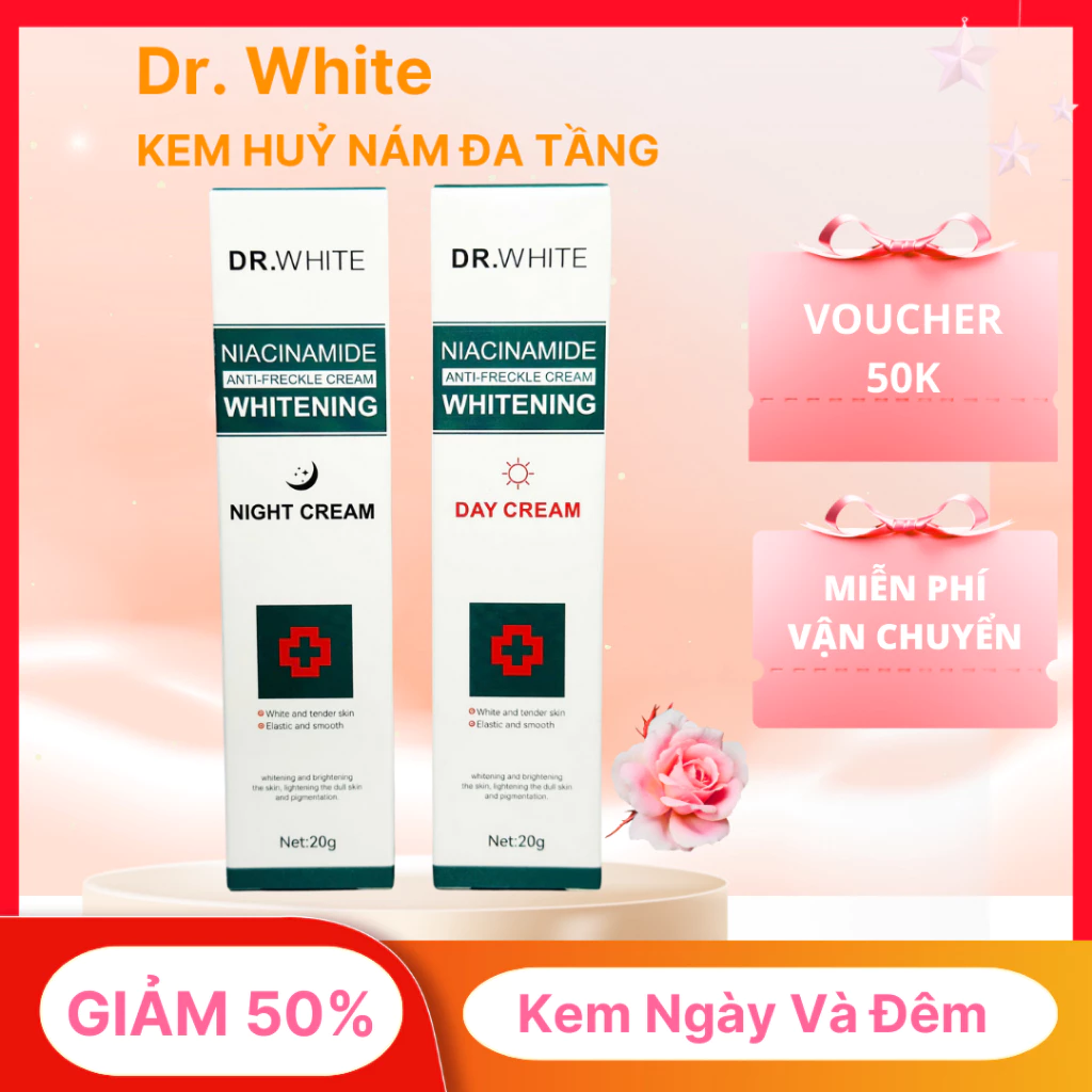 Liệu Trình Hủy Nám, Tàn Nhang Đa Tầng DR. WHITE Ngày và Đêm. Kem Dưỡng Ẩm, Phục Hồi Da, Mờ Đồi Mồi 23 namboi1
