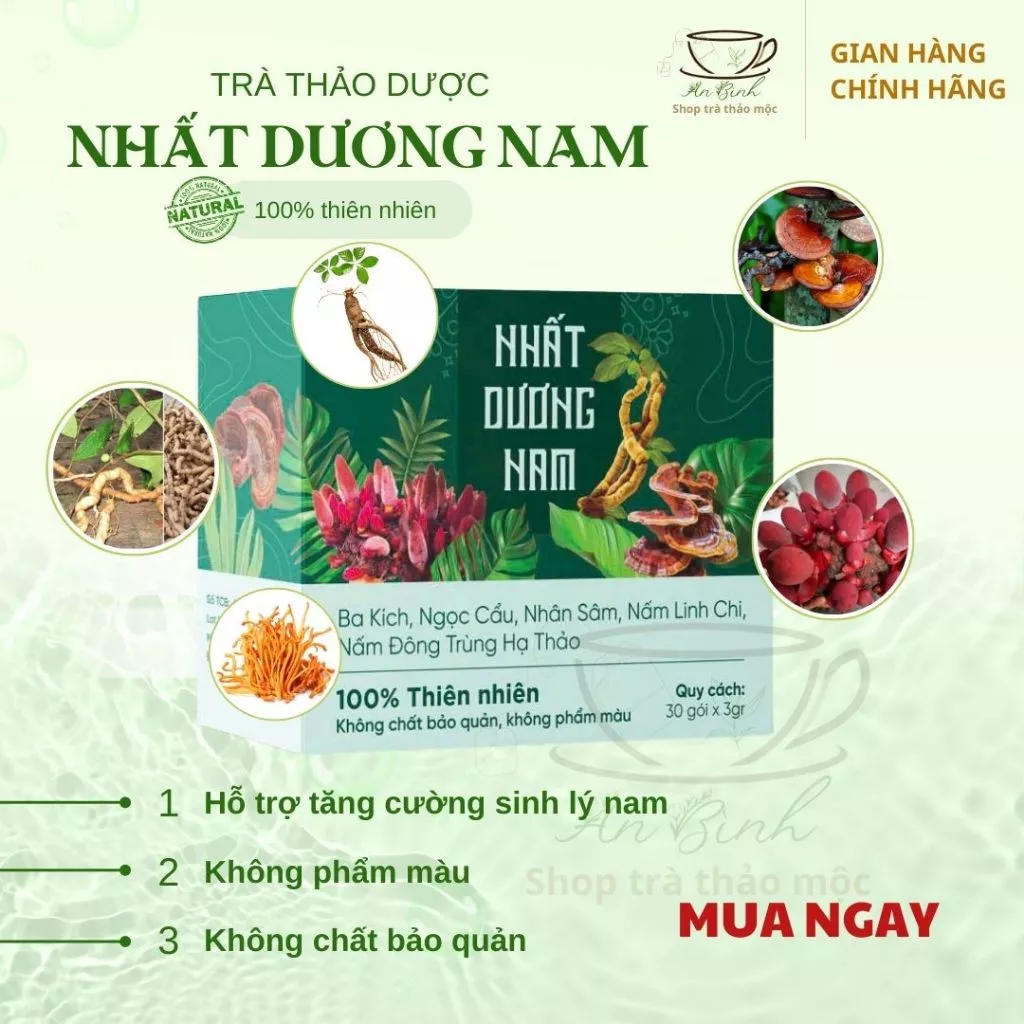 Trà Bổ Khí Nhất Dương Nam Ba Kích Ngọc Cẩu, Nhân Sâm, Nấm Linh Chi, Đông Trùng 2 Trà Bổ Khí Nhất Dương Nam Ba Kích Ngọc Cẩu, Nhân Sâm, Nấm Linh Chi, Đông Trùng - Ảnh 2