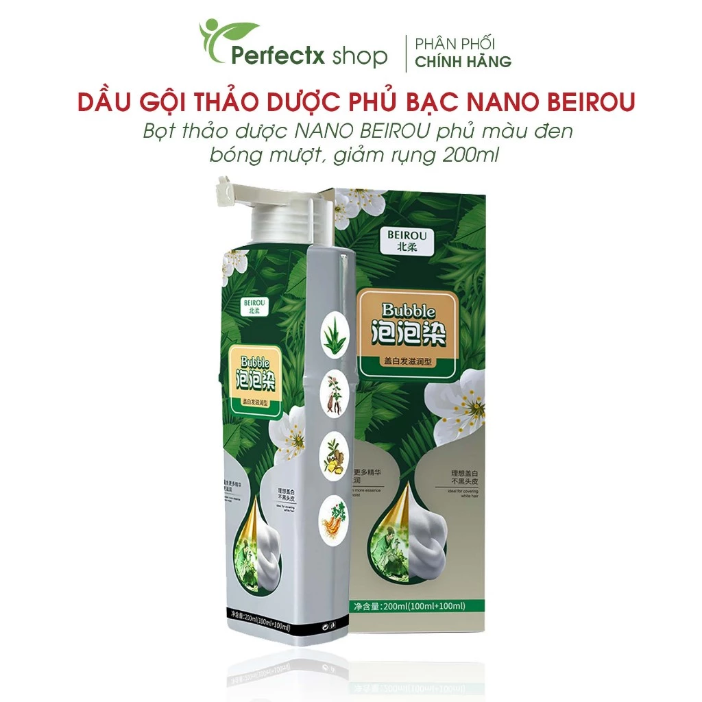 Dầu gội thảo dược phủ bạc nano BEIROU 200ml - Dầu gội phủ bạc, phủ đen mái tóc, thành phần tự nhiên không hư tổn bền màu 1 Dầu gội thảo dược phủ bạc nano BEIROU 200ml - Dầu gội phủ bạc, phủ đen mái tóc, thành phần tự nhiên không hư tổn bền màu
