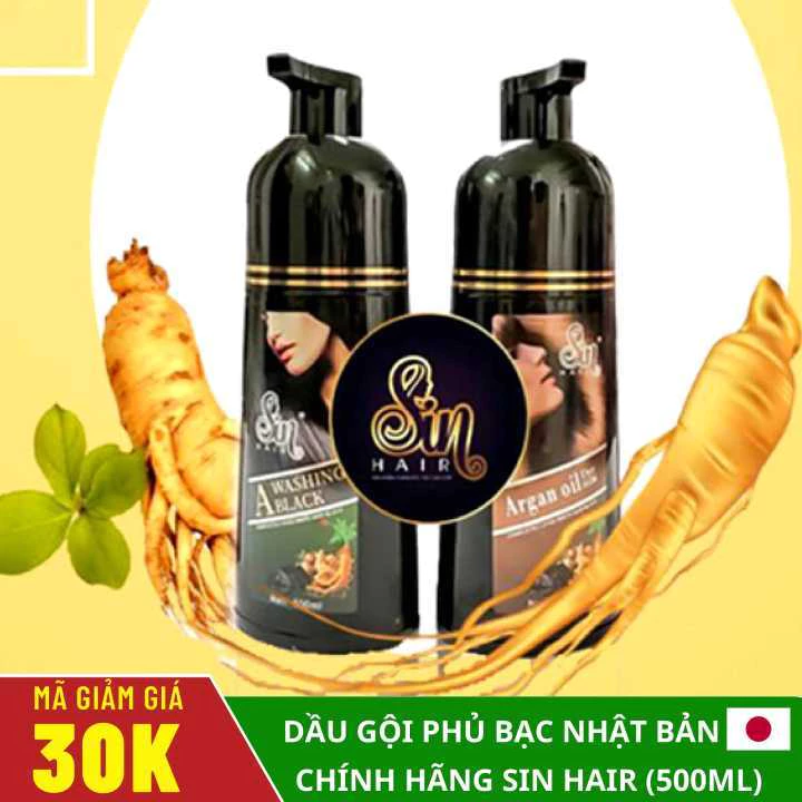Dầu Gội Phủ Bạc SIN HAIR Nhật Bản 500ML - Thảo Dược Nhuộm Đen Tóc Nâu Tóc Nhân Sâm Nhật Bản 29 shinhan4