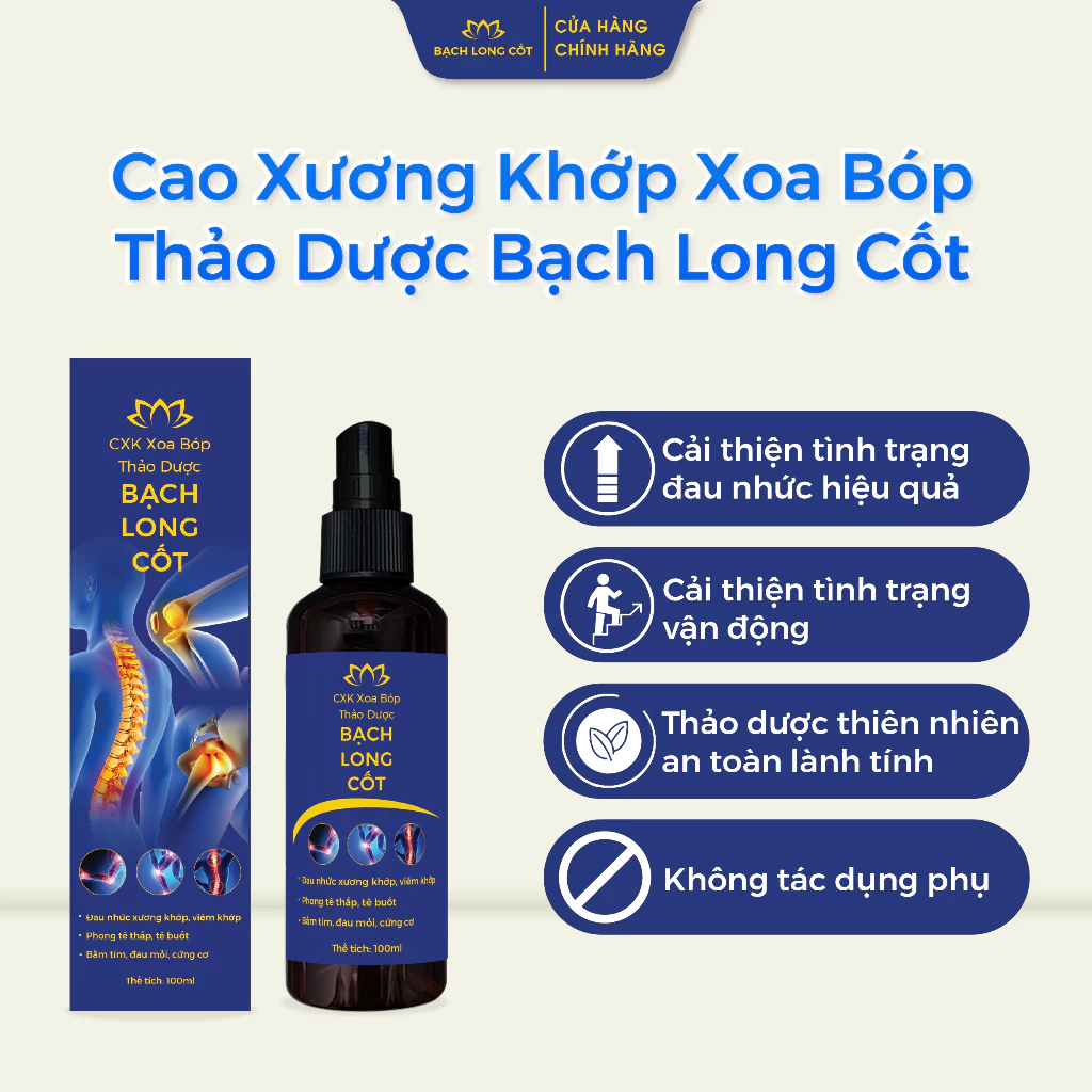Cao Xương Khớp Xoa Bóp Thảo Dược Bạch Long Cốt - Hỗ trợ cải thiện các vấn đề cơ xương khớp, chai 100ml 13 bachlogncot3