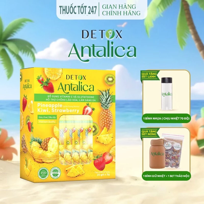 Detox Dứa Thơm Antalica Bổ Sung Glutathione Và VitaminC, Thơm Ngon Hộp, 20 Gói 13