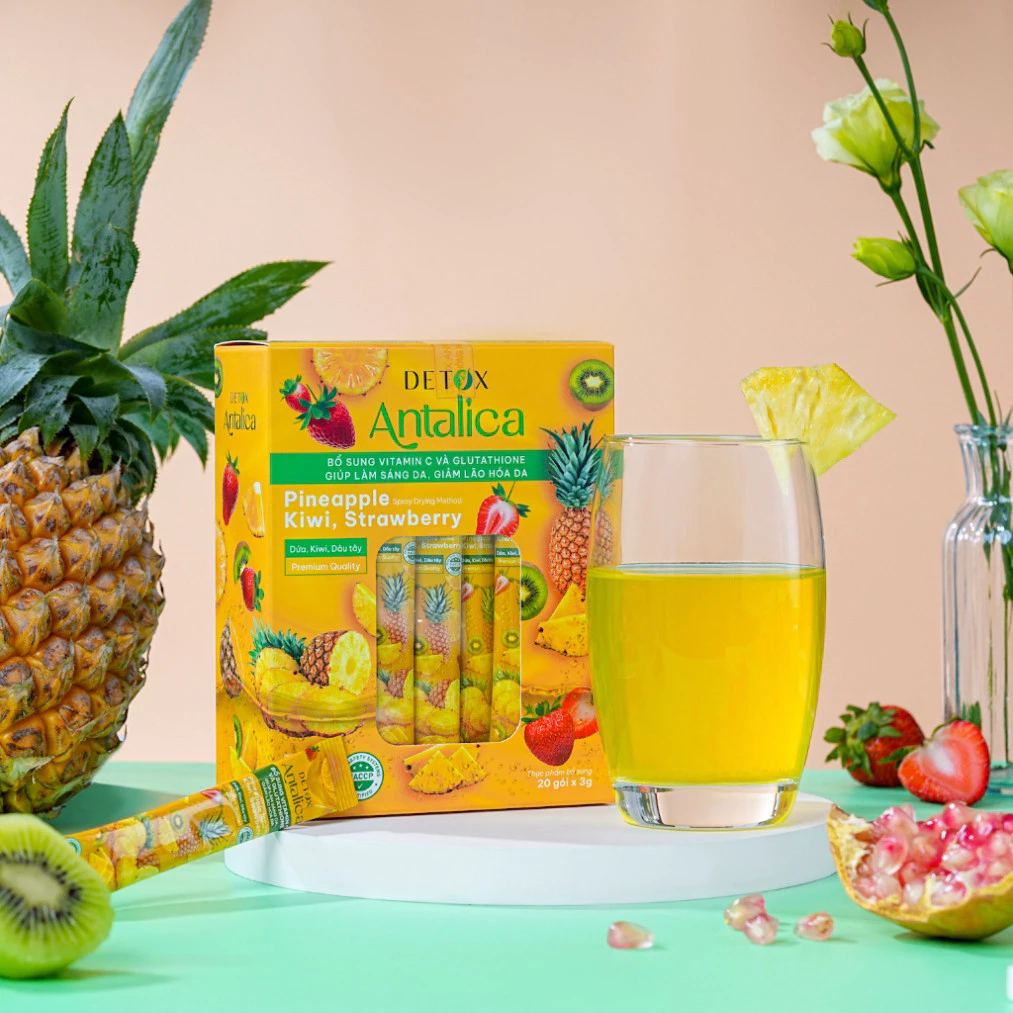 Detox Dứa Thơm Antalica Bổ Sung Glutathione Và VitaminC, Thơm Ngon Hộp, 20 Gói 12 detoxdua2 1