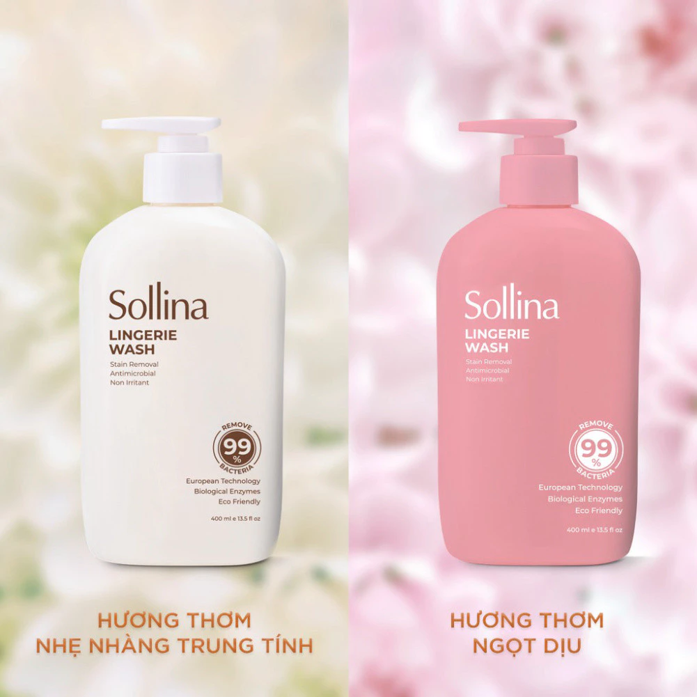 Nước giặt đồ lót chuyên dụng Sollina 400ML Giúp khử mùi, kháng khuẩn, An toàn cho da nhạy cảm 20 dolot1