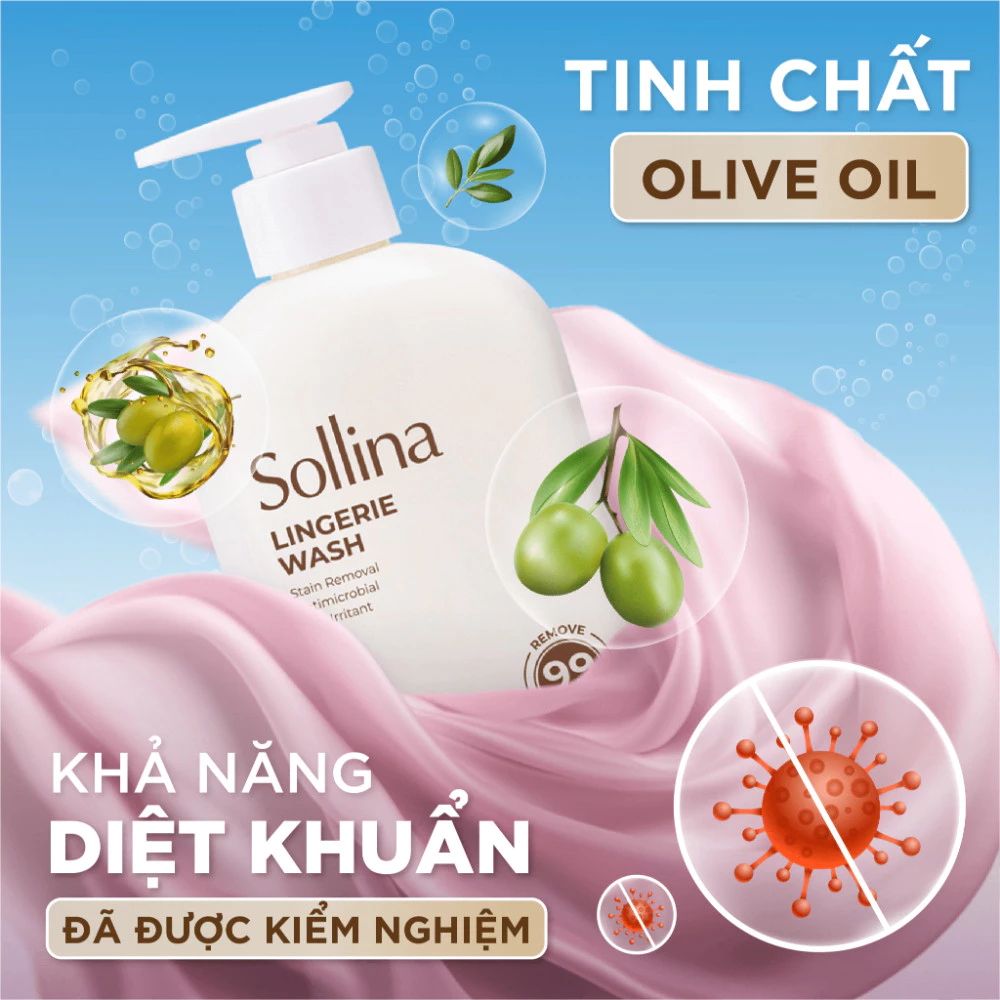 Nước giặt đồ lót chuyên dụng Sollina 400ML Giúp khử mùi, kháng khuẩn, An toàn cho da nhạy cảm 15 dolot6