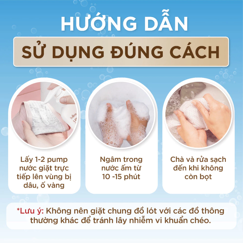 Nước giặt đồ lót chuyên dụng Sollina 400ML Giúp khử mùi, kháng khuẩn, An toàn cho da nhạy cảm 14 dolot7