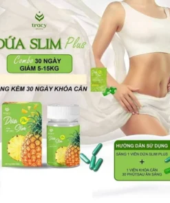 DỨA SLIM PLUS giảm cân nhanh nhanh , mạnh cho cơ địa khó. Hộp 30 viên kèm khoá cân 17 duuasslim5 1