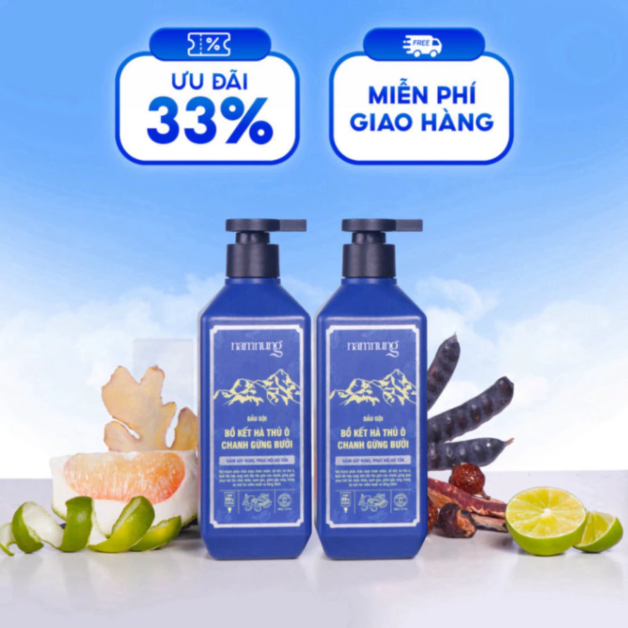 Combo 2 chai NAM NUNG XANH DƯƠNG 500ml hà thủ ô, chanh gừng giúp tóc chắc khỏe từ bên trong, phục hồi tóc hư tổn 11
