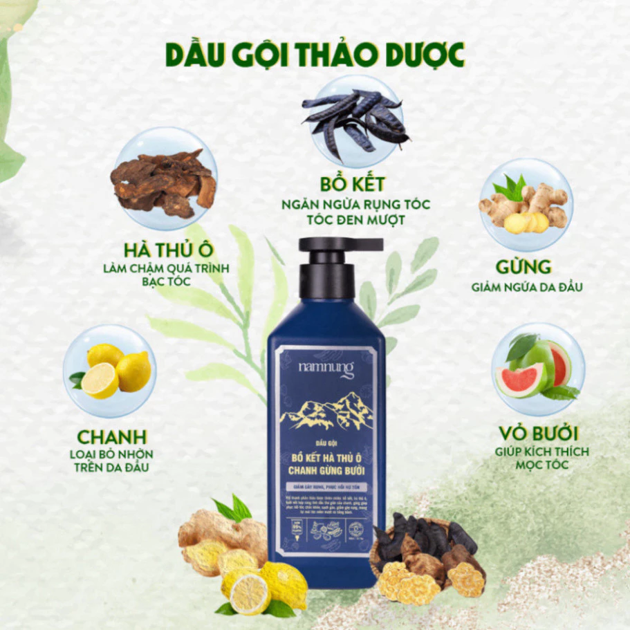 Combo 2 chai NAM NUNG XANH DƯƠNG 500ml hà thủ ô, chanh gừng giúp tóc chắc khỏe từ bên trong, phục hồi tóc hư tổn 9