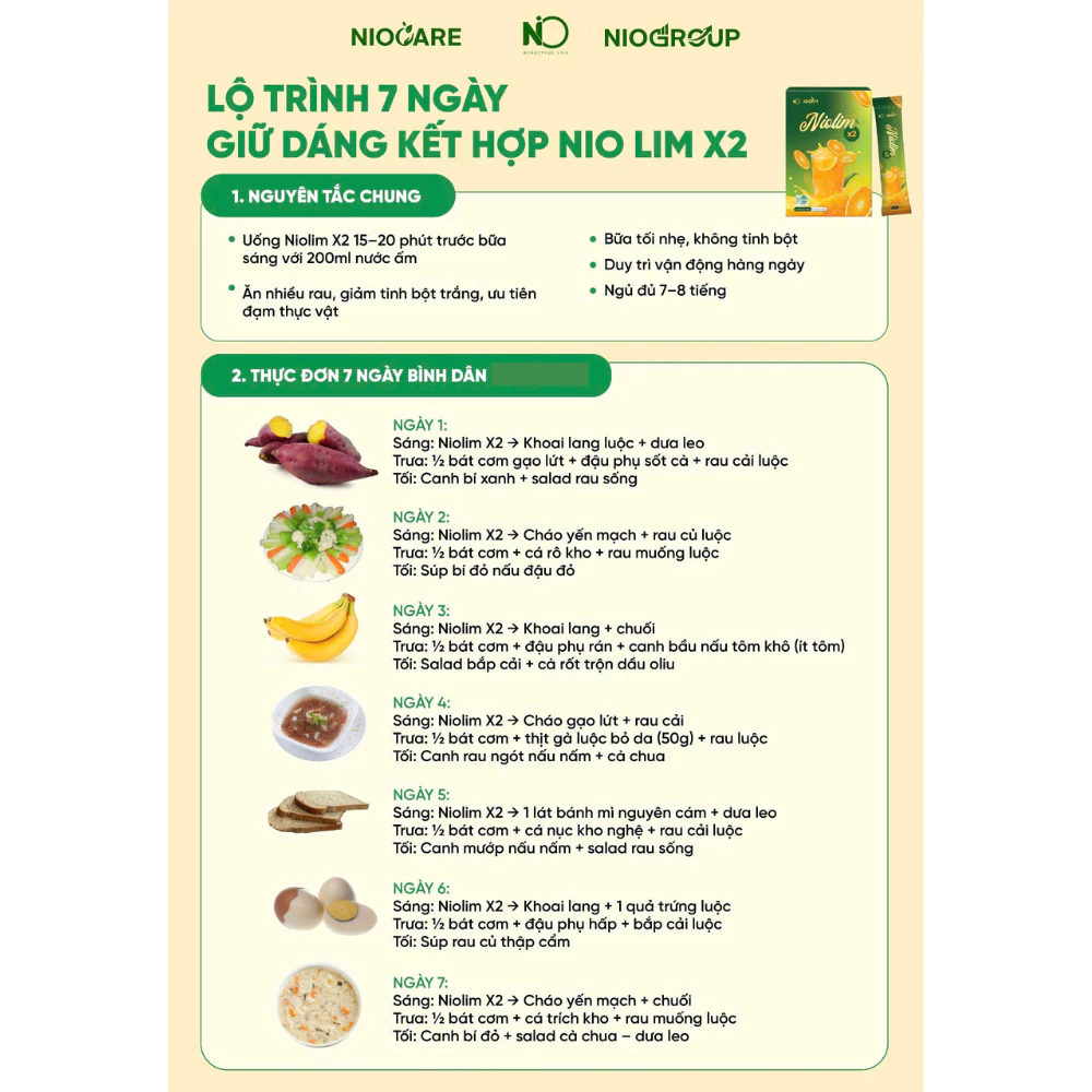 NioLim X2 Chính Hãng Hỗ Trợ Cân Bằng Vóc Dáng,Hỗ Trợ Giảm Cân Thanh Lọc Cơ Thể hộp 15 gói 18 nioslim2