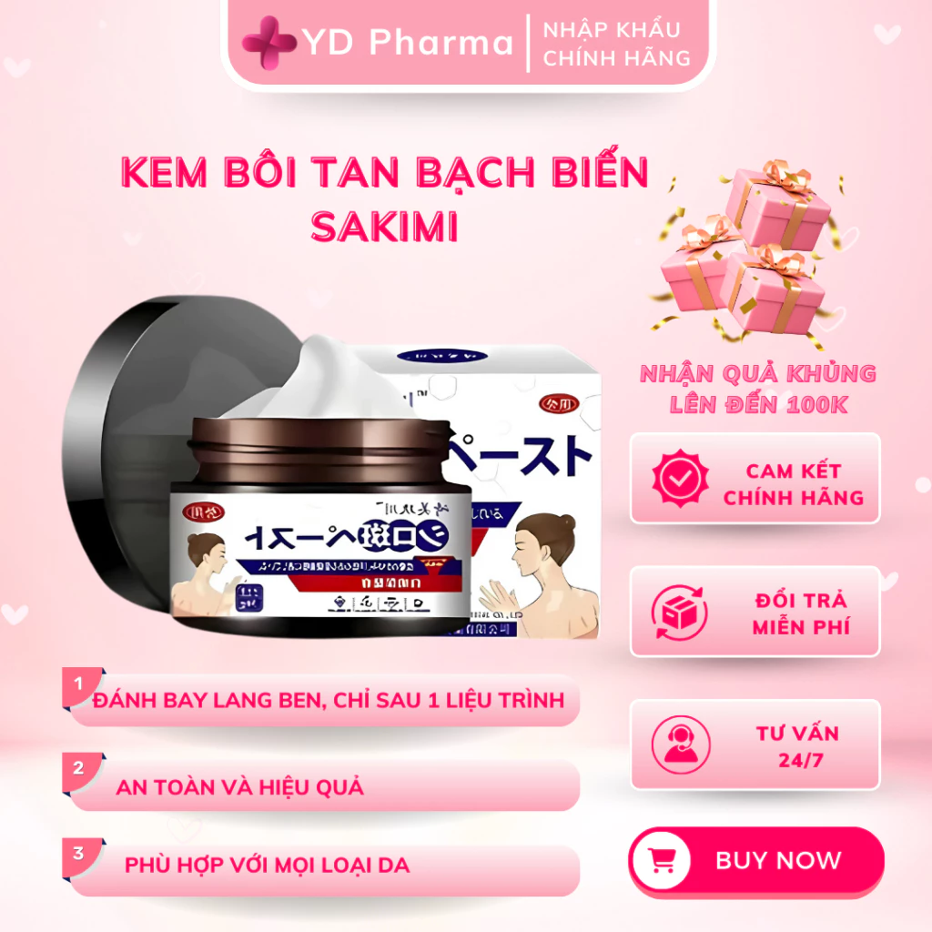 Kem bôi lang ben SAKIMI - Hỗ trợ cải thiện tình trạng lang ben, bạch biến trên da, đẩy lùi vi nấm - hủ 30G 22 sakimi1 1