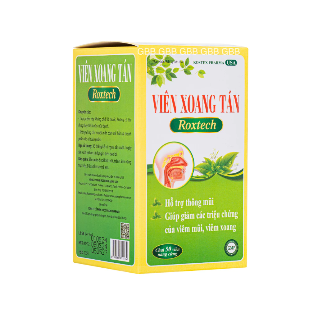 Viên Xoang Tán Roxtech hỗ trợ giảm viêm xoang(1 Chai/ 50 viên) 15 tan2