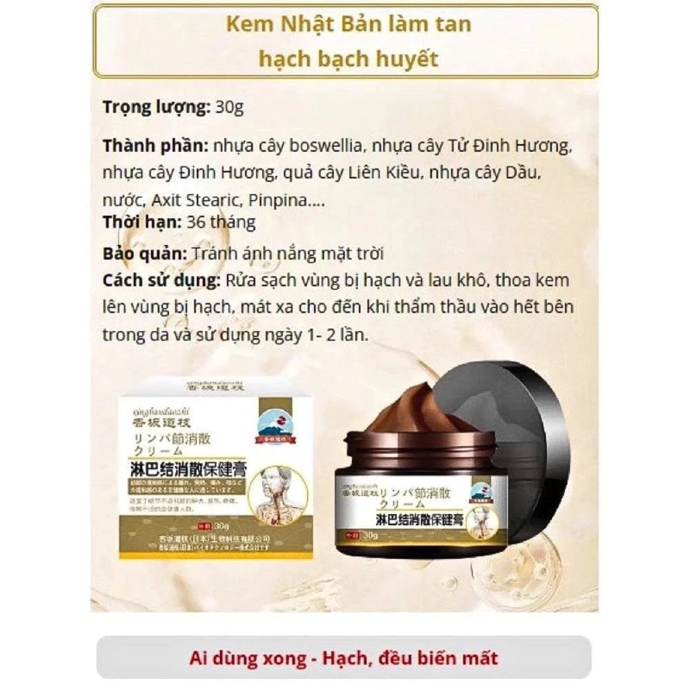Kem Bôi Tan Hạch Bạch Huyết Cổ Truyền Nhật Bản , Tan Biến U Hạch, Giảm Đau Sưng Hạch Nhập Khẩu Chính Hãng 18 tanhcah4