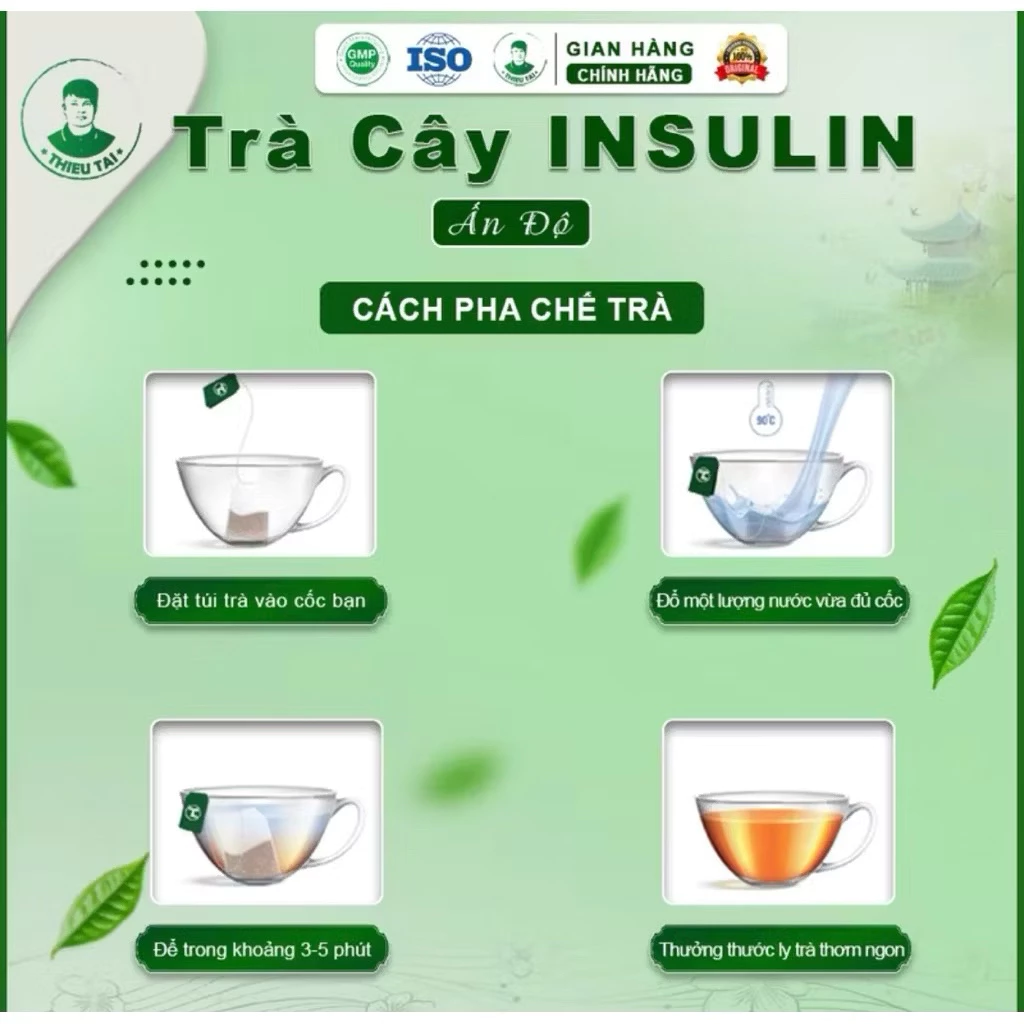 1 HỘP Trà cây Insulin Ấn Độ THIỀU TÀI Trà thảo mộc nước trà tốt cho đường huyết 1 hộp/30 túi lọc 14 tracy3