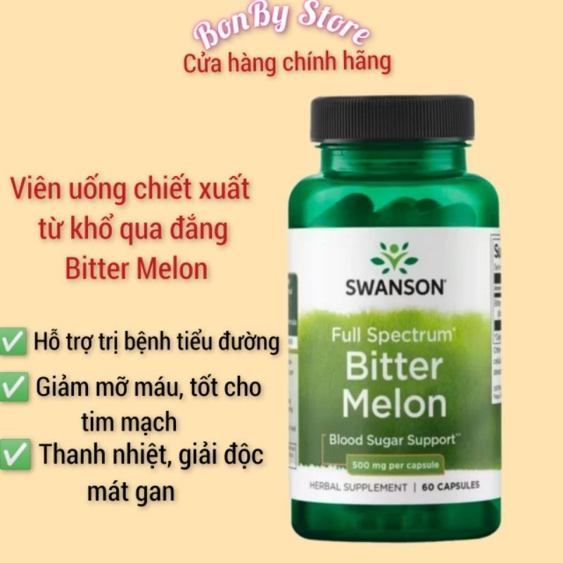 Viên uống chiết xuất khổ qua đắng hỗ trợ tiểu đường Bitter Melon 500mg 60 viên Swanson 10 tuieuduong1 1