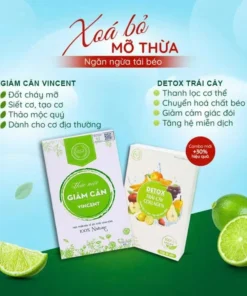 Giảm cân VINCENT liệu trình 30 ngày tặng 10 viên detox giảm mỡ bụng an toàn hiệu quả 30gr