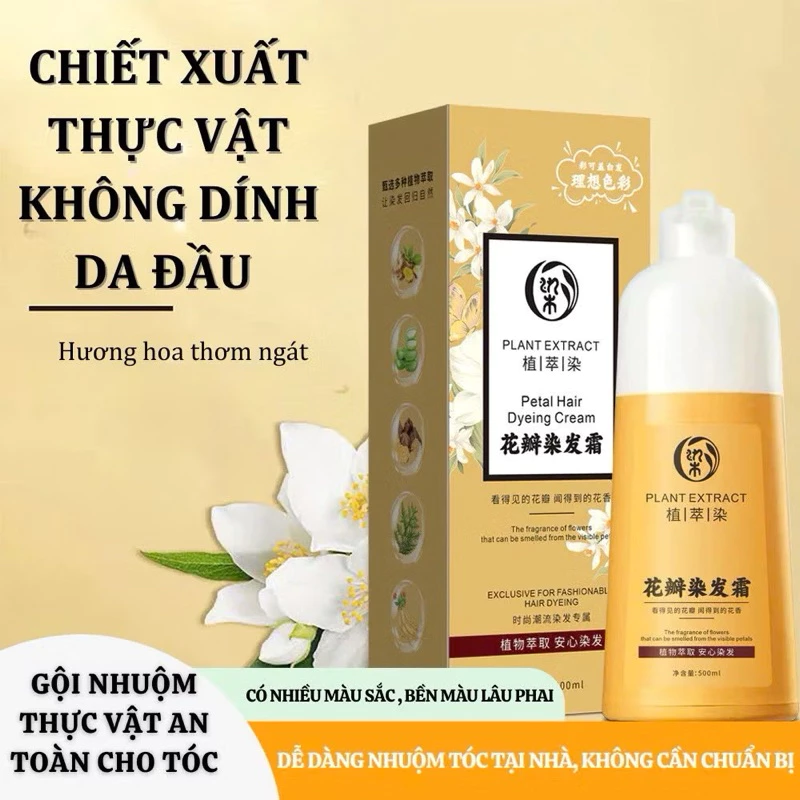 Dầu gội phủ bạc Plant Extract - Petal Hair Color - Nhuộm thảo dược bền màu lâu phai, an toàn không dị ứng 29 phubac1