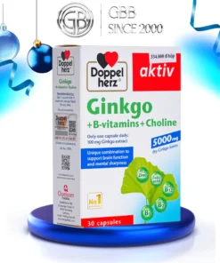 Viên uống bổ não Ginkgo B-Vitamine Cholin hỗ trợ tăng cường tuần hoàn não (Hộp 30 viên)
