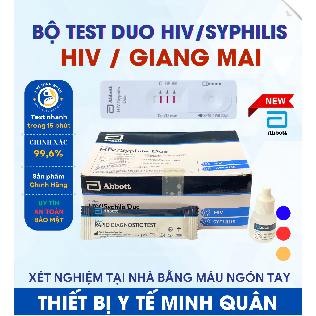 Bộ test xét nghiệm HIV/Giang Mai ( Duo HIV/Syphilis ) - Sản phẩm chính hãng Abbott Hoa Kỳ 10 giangmai1 1
