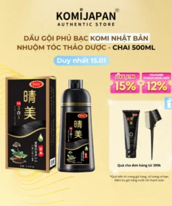 Alternative view of Dầu gội nhuộm tóc thảo dược, dầu gội nâu tóc, đen tóc, phủ bạc Komi Nhật Bản nhập khẩu chính hãng chai 500ml