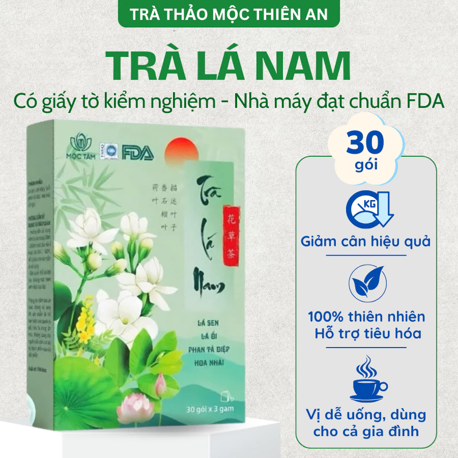 Trà Lá Nam Thiên An Hộp 30 Túi Lọc Hỗ Trợ Giảm Cân, Giảm Mỡ, Mát Gan, Tốt Cho Tiêu Hóa Chống Lão Hóa 20 lanm1