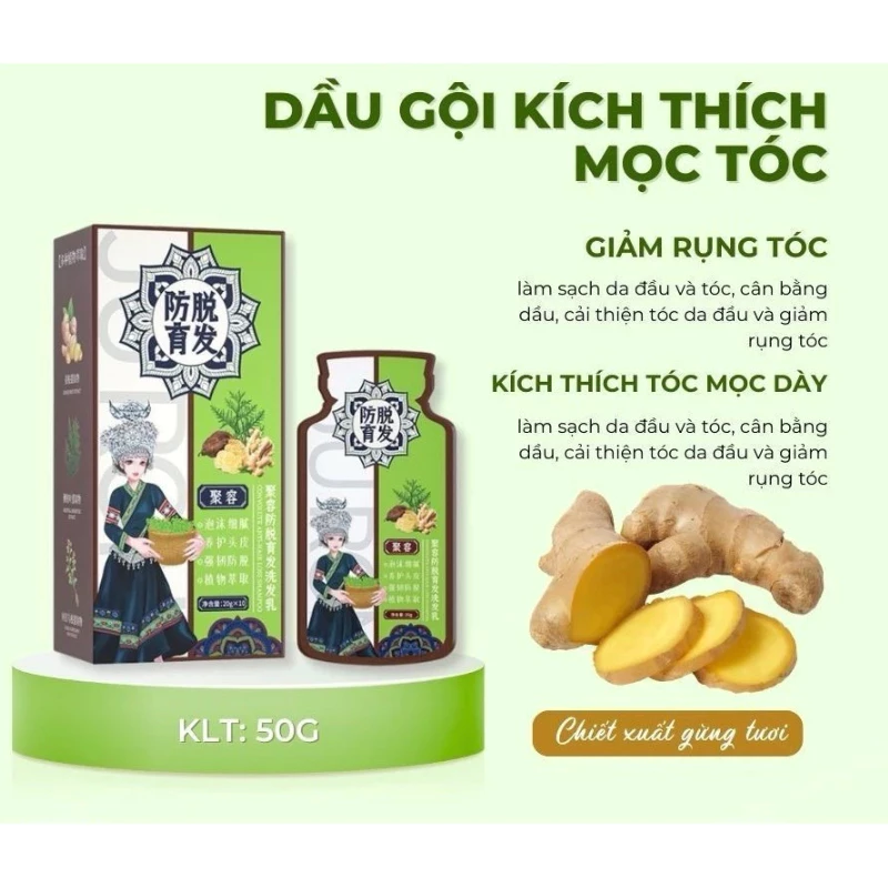 Dầu gội kích mọc tóc Gừng - Dầu gội Jucong Elbon MỘC CỬU ngăn ngừa rụng tóc, giảm hói, kích tóc con mọc nhanh chóng 25 elon8