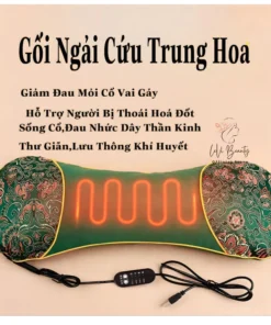 Gối Ngải Cứu Cắm Điện Giảm Đau Vai Gáy Cổ Gối Kê Cổ Thảo Dược Hương Thơm Thảo Mộc