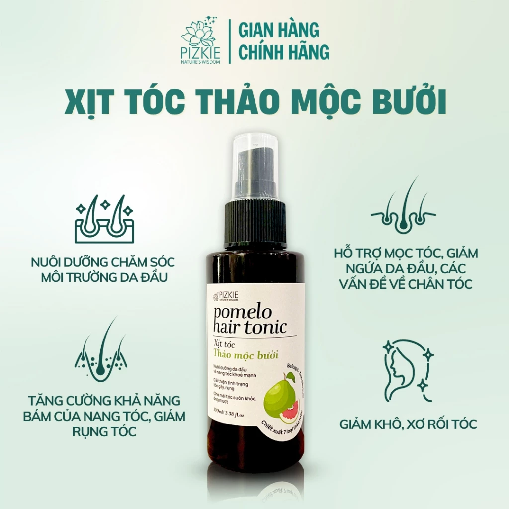 Xịt Tóc Bưởi POMELO HAIR TONIC Pizkie 100ml Dưỡng Tóc Giảm Khô Rối 11 pomelo2 1