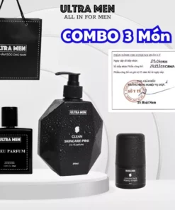 Combo Sữa tắm nam + Nước hoa nam + lăn khử mùi chính hãng ultra men
