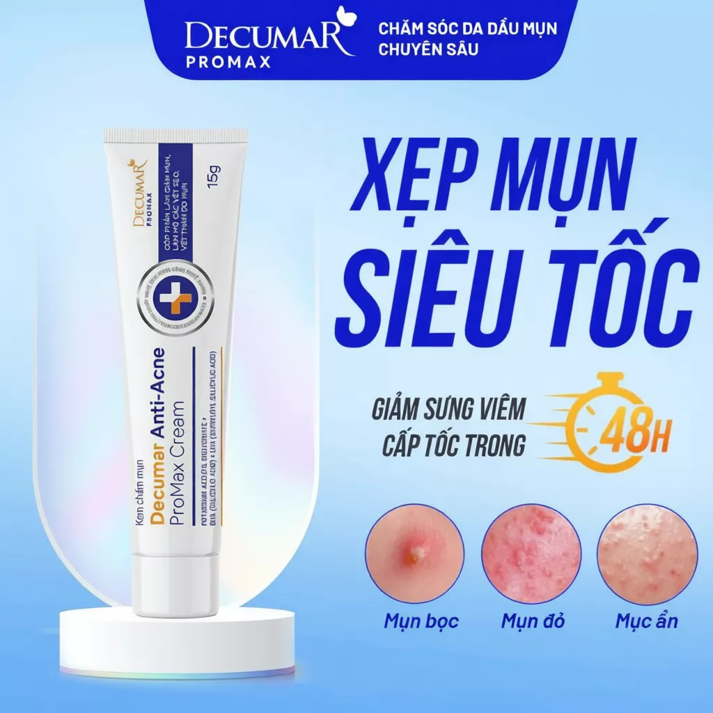 Kem Ngừa Mụn Decumar Anti-Acne ProMax Cream 15g Hỗ Trợ Giảm Mụn Sưng Viêm, Mờ Thâm Sẹo Hiệu Quả 1 Kem Ngừa Mụn Decumar Anti-Acne ProMax Cream 15g Hỗ Trợ Giảm Mụn Sưng Viêm, Mờ Thâm Sẹo Hiệu Quả