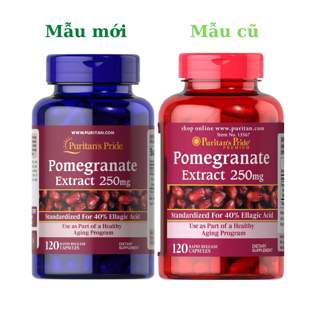 Viên Uống Lựu Chống Nắng Nội Sinh, Trắng Da, Giảm Nám Pomegranate Extract 250mg Puritan's Pride 20 pomegaranate1