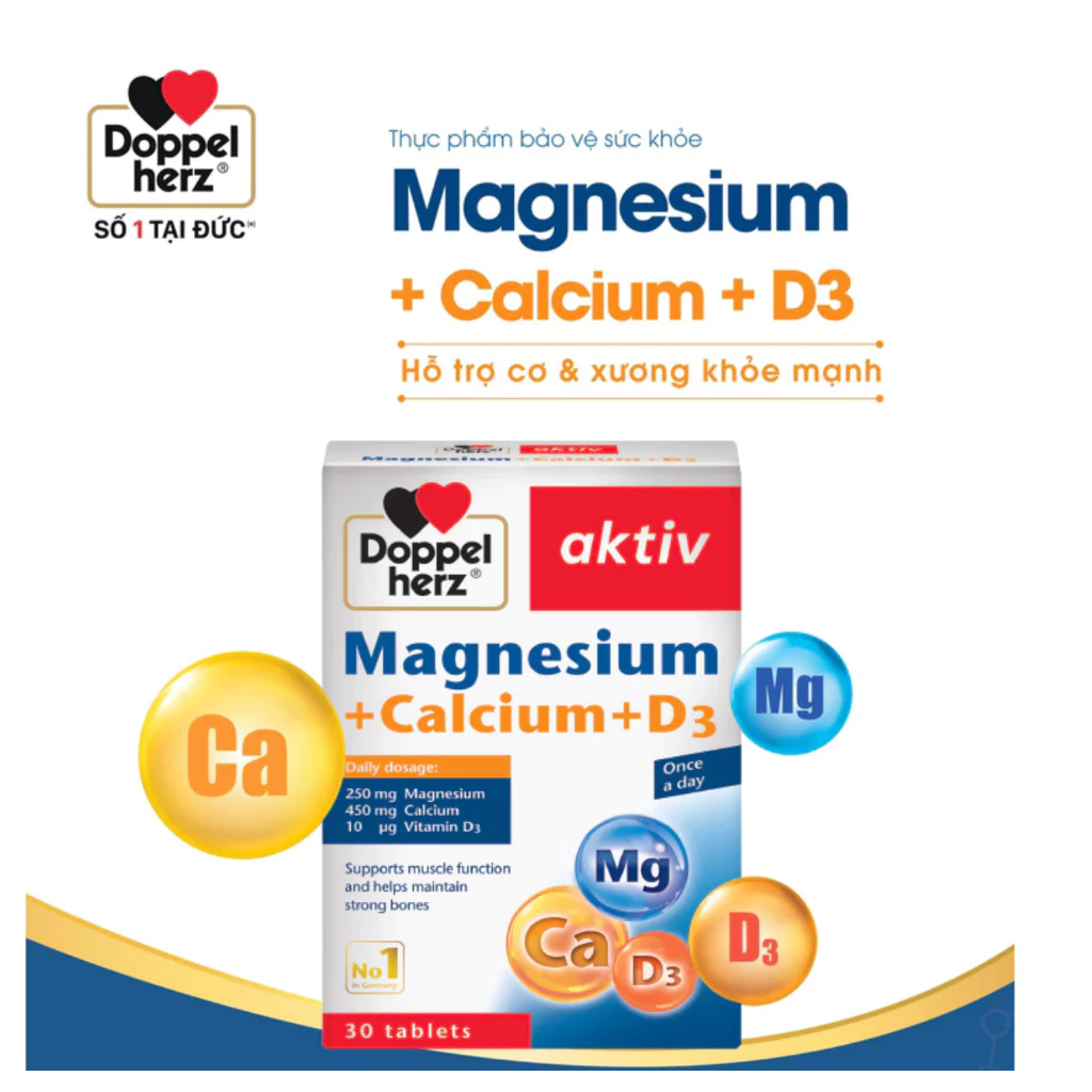Doppelherz Magnesium + Calcium + D3 (Hộp 30 viên) Viên uống bổ sung Canxi phòng ngừa loãng xương và thiếu hụt Magie 5 Doppelherz Magnesium + Calcium + D3 (Hộp 30 viên) Viên uống bổ sung Canxi phòng ngừa loãng xương và thiếu hụt Magie - Ảnh 5