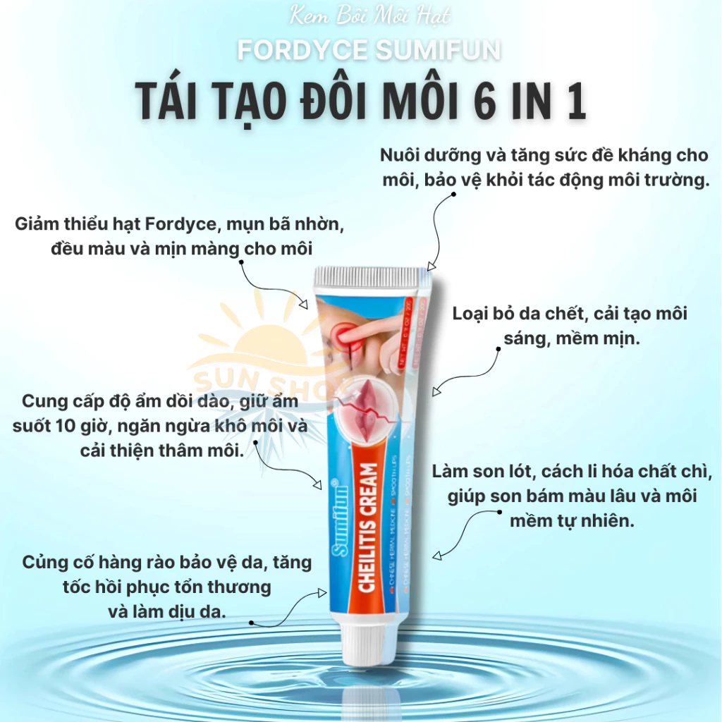 Kem Bong Mụn Môi FORDYCE SUMIFUN 20gr, Khử Thâm Môi, Dưỡng Ẩm Môi, Kem Chống Nứt Nẻ Môi, Môi Mềm Mịn Hồng Mướt 6 Kem Bong Mụn Môi FORDYCE SUMIFUN 20gr, Khử Thâm Môi, Dưỡng Ẩm Môi, Kem Chống Nứt Nẻ Môi, Môi Mềm Mịn Hồng Mướt - Ảnh 7