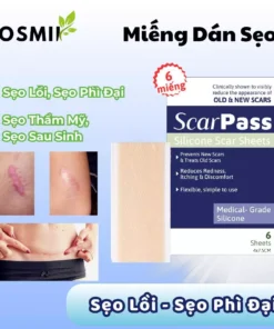 Alternative view of Miếng dán phẳng sẹo lồi, sẹo mổ phẫu thuật,sẹo bỏng ScarPass duy trì công dụng liên tục làm nhanh phẳng sẹo,giảm thâm